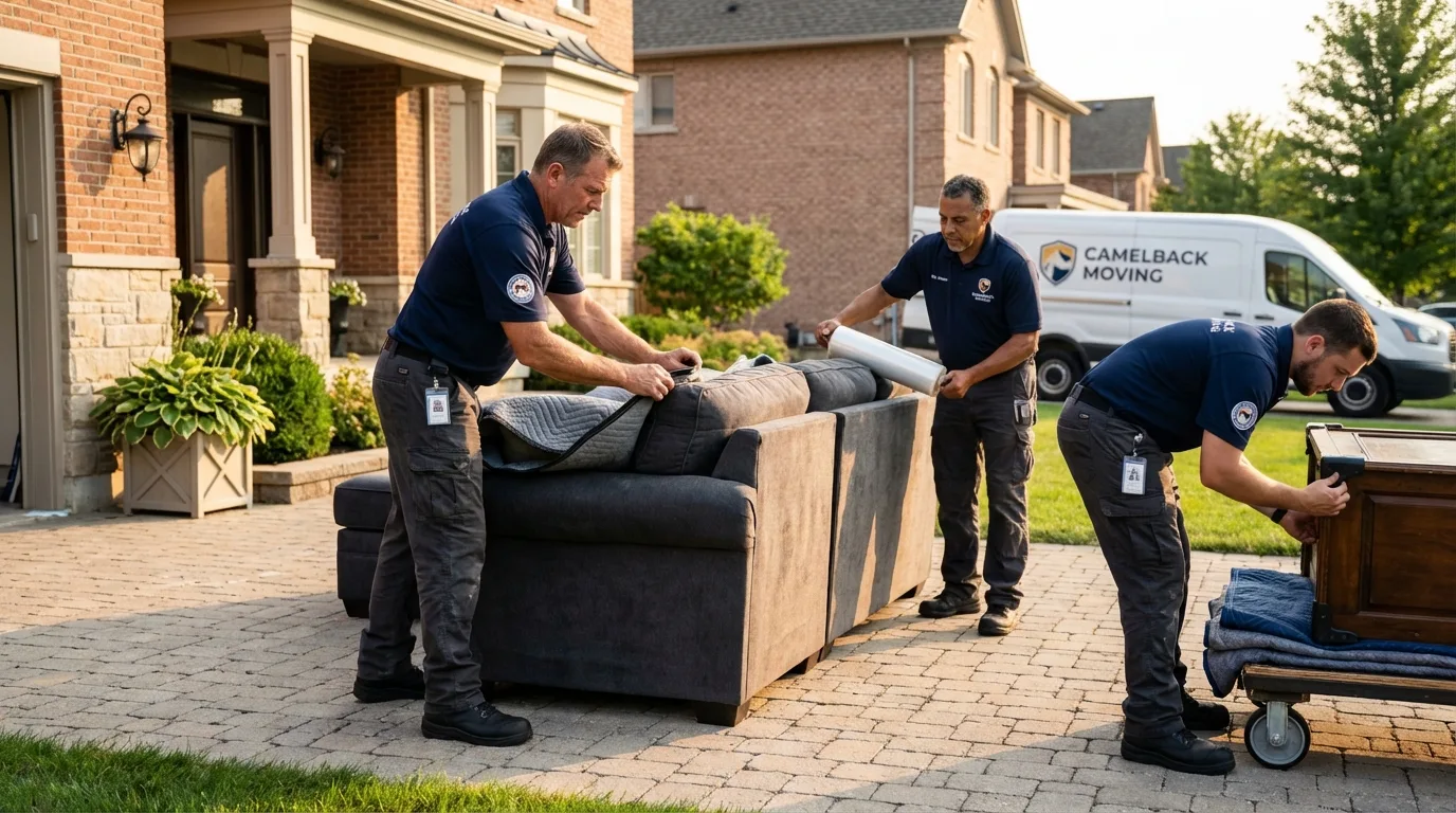 Large estate moving crew wrapping furniture in Newcastle, OK